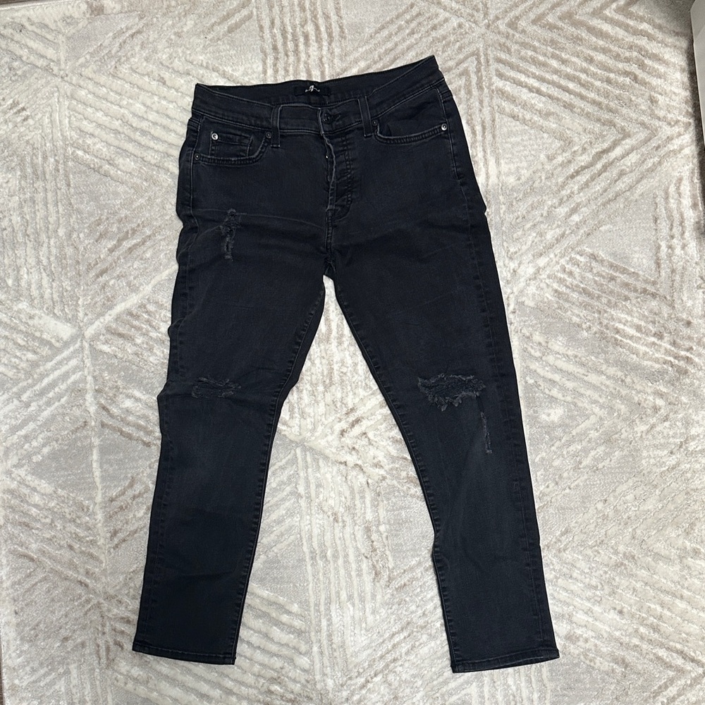 Seven7 Black Distressed Women's Skinny Jeans